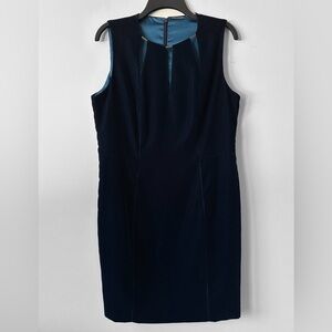 Elie Tahari Jemra Velvet Cutout Keyhole Sleeveless Midi Sheath Dress Blue 12